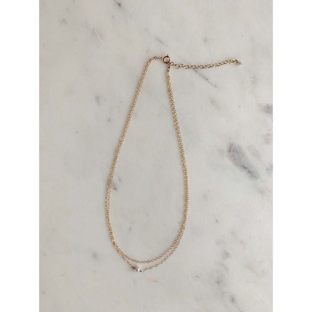 Dogeared Double-Strand Gold Pearl Choker